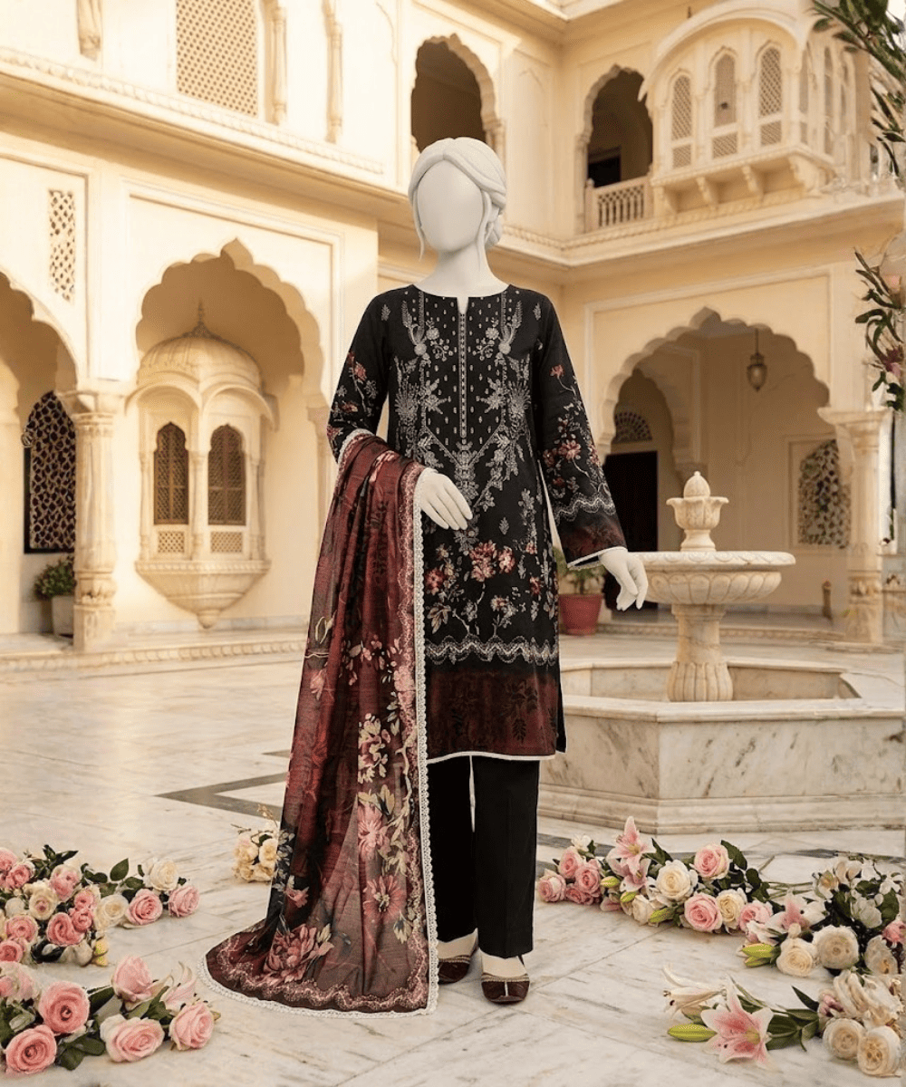 3 Piece Embroidered Suit- Vol-6
