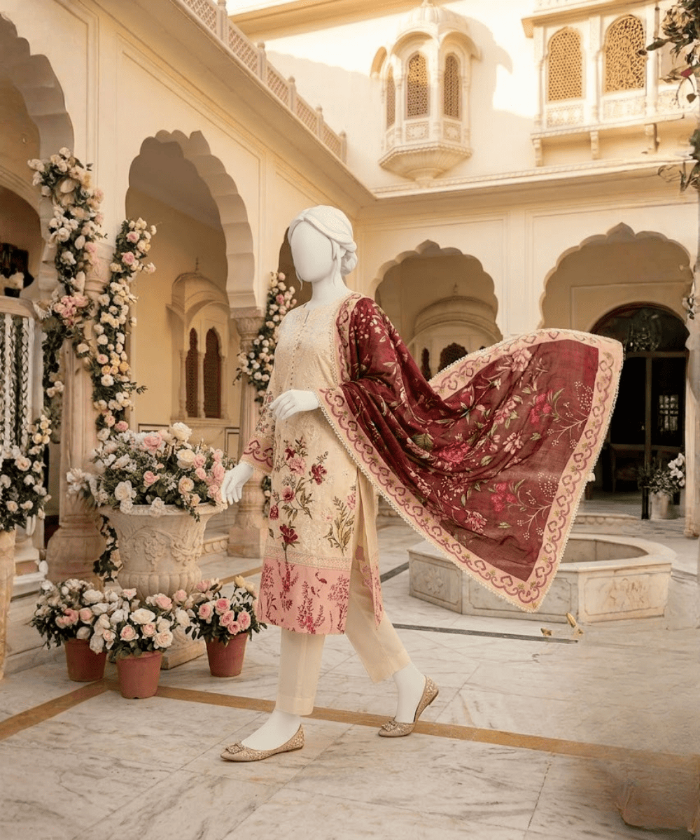 3 Piece Embroidered Suit- Vol-7 - Image 2