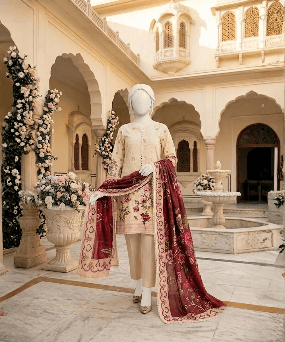 3 Piece Embroidered Suit- Vol-7