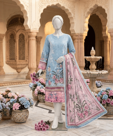 3 Piece Embroidered Suit- Vol-10