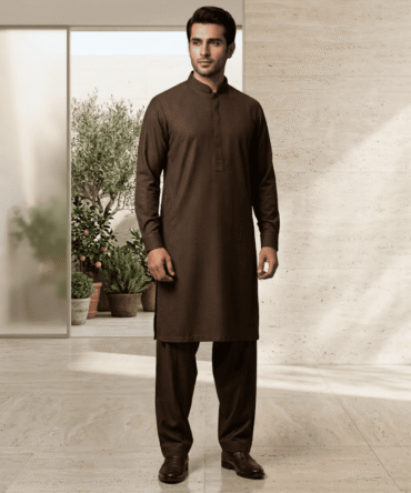 Premium Brown Men’s unstitched fabric